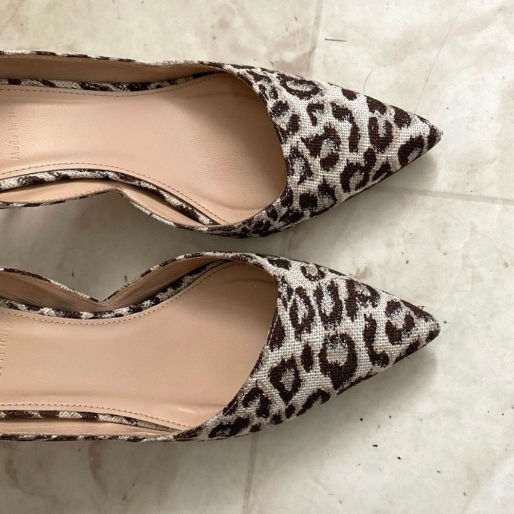 $248 J. Crew Made in Italy Leopard Print Glitter Pointed Toe D'Orsay Heels sz 7 - Picture 7 of 13